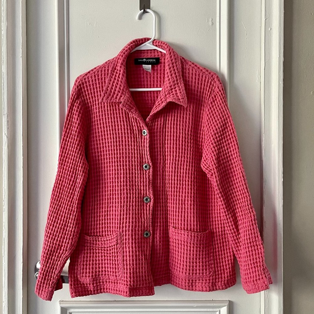 Sag Harbor Pink Button Front Jacket